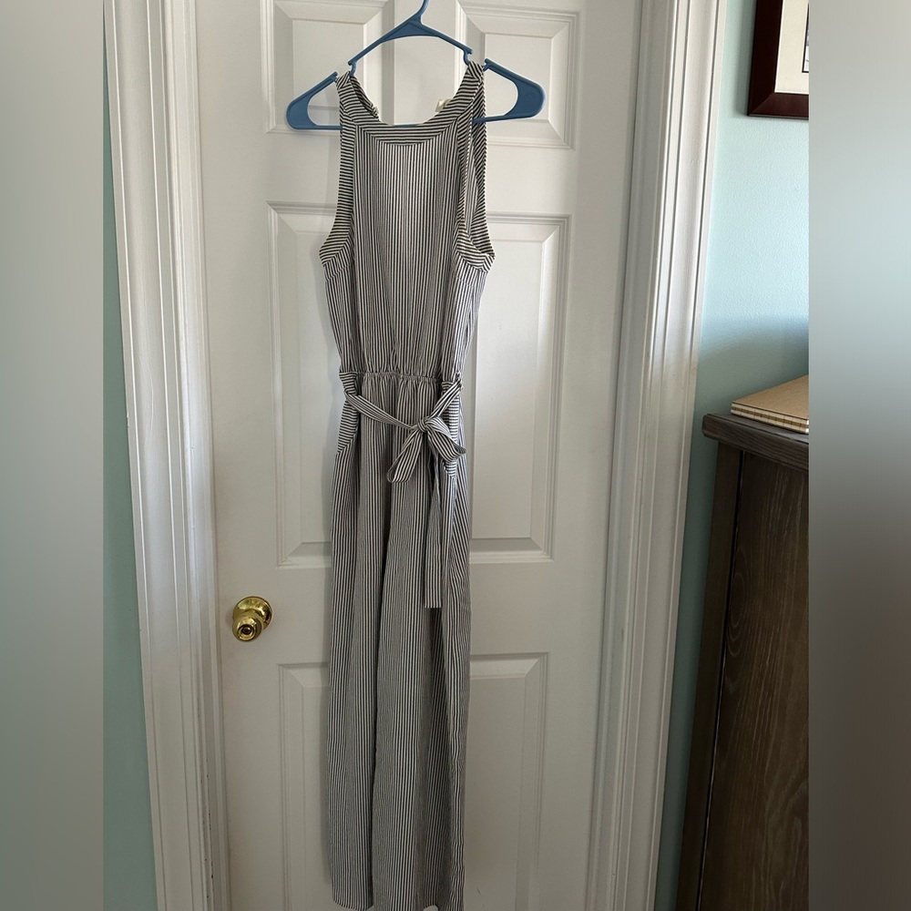 Wide leg striped jumpsuitt
